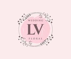 lv letras iniciais modelo de logotipos de monograma de casamento, modelos modernos minimalistas e florais desenhados à mão para cartões de convite, salve a data, identidade elegante. vetor