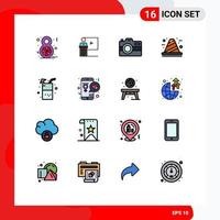16 ícones criativos sinais modernos e símbolos de tecnologia de sala de arquitetura de cone capturam elementos de design de vetores criativos editáveis