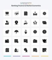 finanças bancárias criativas e economia de mercado pacote de ícones pretos sólidos de 25 glifos, como papel. Formato. mercado. Arquivo. conta vetor