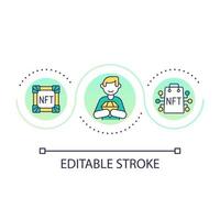 compre o ícone exclusivo do conceito de loop nft. edição limitada para clientes fiéis. ideia abstrata de negócios blockchain ilustração de linha fina. desenho de esboço isolado. traço editável vetor