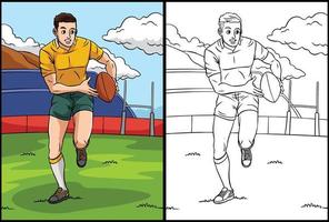 rugby página para colorir ilustração colorida vetor