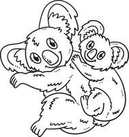 mãe coala e bebê koala coloração isolada vetor
