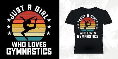 apenas uma garota que adora ginástica, meninas engraçadas, ginastas, mulheres, retrô, vintage, design de camiseta de ginástica vetor