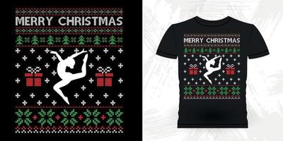 amante de natal engraçado ginasta meninas mulheres retrô vintage design de camiseta de ginástica vetor