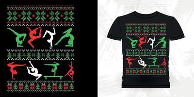 amante de natal engraçado ginasta meninas mulheres retrô vintage design de camiseta de ginástica vetor