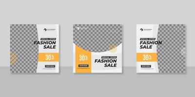 moda promoção de venda mídias sociais design de modelos de postagens quadradas vetor