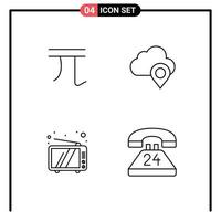 conjunto de 4 cores planas de linhas preenchidas vetoriais na grade para a nova boneca de taiwan retrô mapa de dinheiro tv elementos de design de vetores editáveis