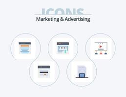 design de ícones do pacote de ícones planos de marketing e publicidade 5. marketing. anúncio. papel. propaganda. marketing vetor
