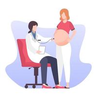 médico examinando uma mulher grávida vetor