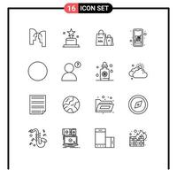 16 ícones criativos sinais modernos e símbolos de círculo sacola de compras carrinho móvel elementos de design vetoriais editáveis vetor