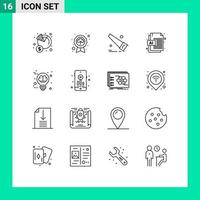 16 pacote de esboço de interface de usuário de sinais e símbolos modernos de ferramentas de documento de santo de arquivo criativo elementos de design de vetores editáveis