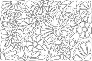 padrão floral desenhado à mão retrô. Estilo dos anos 60 70. incrível fundo flor groovy. livro de colorir vetor