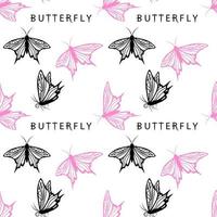 padrão perfeito com ilustração vetorial de tatuagens de borboleta vetor