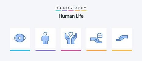 pacote de ícones azul humano 5, incluindo . coração. compartilhar. esmolas. design de ícones criativos vetor