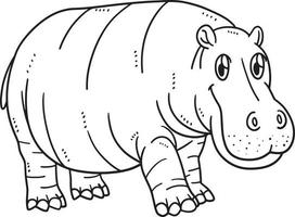 desenho de mãe hipopótamo isolado para colorir para crianças vetor