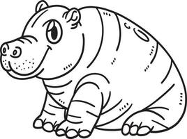 desenho de bebê hipopótamo isolado para colorir para crianças vetor