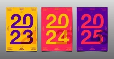 design de layout de modelo 2023, 2024, 2025, tipografia, livro de capa. apresentação, plano de fundo. vetor