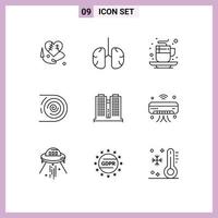 9 ícones criativos, sinais modernos e símbolos de ciclo infinito, circulação de outono, chá, elementos de design de vetores editáveis