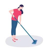 mulher limpando o chão com um esfregão. ilustração vetorial em estilo moderno. vetor