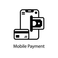 ícone de estilo de negócios e finanças de contorno de vetor de pagamento móvel. eps 10