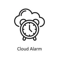 ilustração de design de ícone de contorno de alarme de nuvem. hospedagem na web e símbolo de serviços em nuvem no arquivo branco background eps 10 vetor