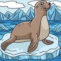 ilustração de desenhos animados coloridos de animais marinhos de foca vetor