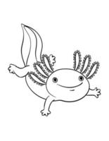 axolotl isolado para colorir para crianças vetor