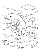 página de colorir golfinho para crianças vetor
