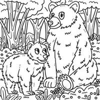 desenho de mãe ursa e bebê urso para colorir para crianças vetor