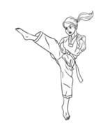 desenho de taekwondo isolado para colorir para crianças vetor