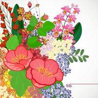 ilustração vetorial cartão beleza e moda. fundo com flores e folhas. vetor