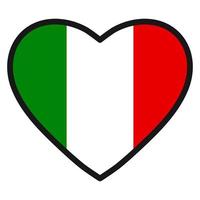 bandeira da itália em forma de coração com contorno contrastante, símbolo de amor por seu país, patriotismo, ícone para o dia da independência. vetor