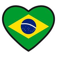 bandeira do brasil em forma de coração com contorno contrastante, símbolo de amor por seu país, patriotismo, ícone para o dia da independência. vetor