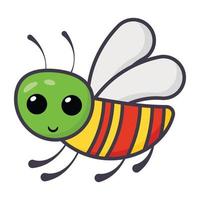 inseto voador polinizador de mel, desenho plano de abelha fofa vetor