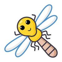 ícone de inseto voador de estilo cartoon plana, vetor