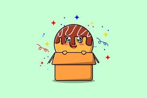 personagem de takoyaki bonito dos desenhos animados fora da caixa vetor