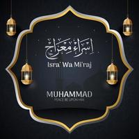 isra mi'raj celebração islâmica do projeto de banner de viagem noturna do profeta muhammad vetor