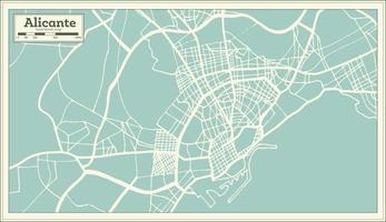 mapa da cidade de alicante espanha em estilo retrô. mapa de contorno. vetor
