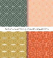 conjunto de 4 padrões geométricos sem costura. coleção de estampas decorativas. perfeito para têxteis, tecidos e papel de parede. vetor