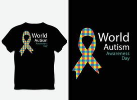 feliz dia da conscientização do autismo design de camiseta com vetor