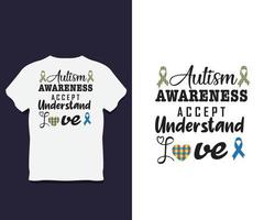 feliz dia da conscientização do autismo design de camiseta com vetor