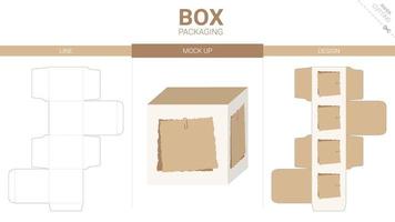 embalagem de caixa e modelo de corte e vinco de maquete vetor
