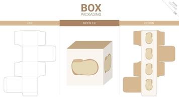 embalagem de caixa e modelo de corte e vinco de maquete vetor