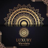 Fundo de desenho de mandala ornamental de luxo na cor ouro vetor