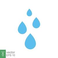 ícone de gotas de água. estilo plano simples. gota de chuva, poça, líquido azul, conceito de natureza. projeto de ilustração vetorial isolado no fundo branco. eps 10. vetor