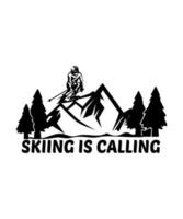design de ilustração de camiseta vetorial de logotipo de esqui vetor
