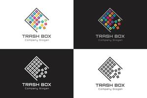 vetor de design de logotipo de símbolo de caixa de lixo