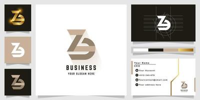 logotipo do monograma da letra zb ou zd com design de cartão de visita vetor