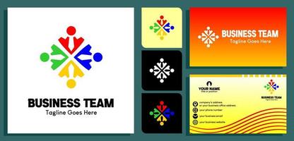 modelo de design de logotipo de ícone de pessoas de gravata torcida. design de logotipo para equipe, grupo ou comunidade. e modelos de design de cartão de visita. ilustração vetorial vetor