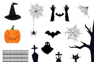 conjunto de ícones do dia das bruxas. elementos decorativos tradicionais do dia das bruxas. ilustração vetorial isolada vetor